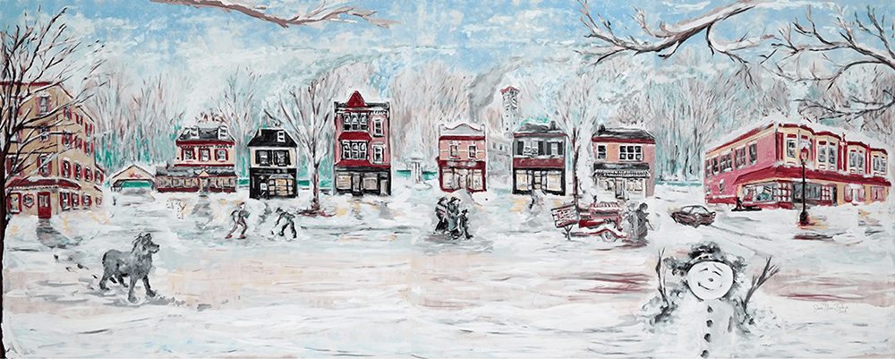 Mural Cost, Borough Snowy View on Panels | Dubus Art Studio